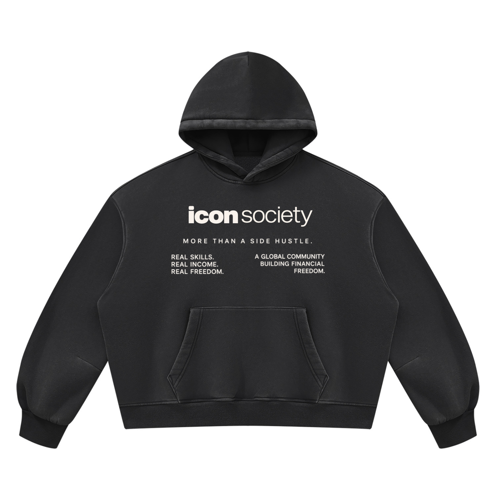 Icon Society Unisex Vintage Wash Boxy Fleece Hoodie