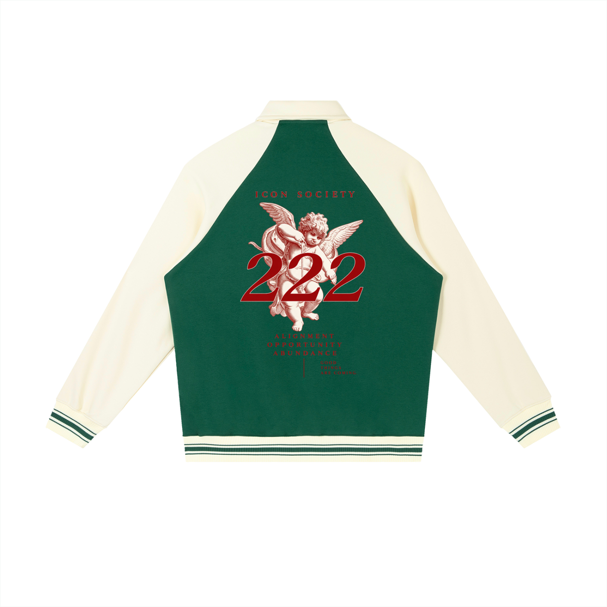 Contrast Raglan Sleeve Baseball Jacket