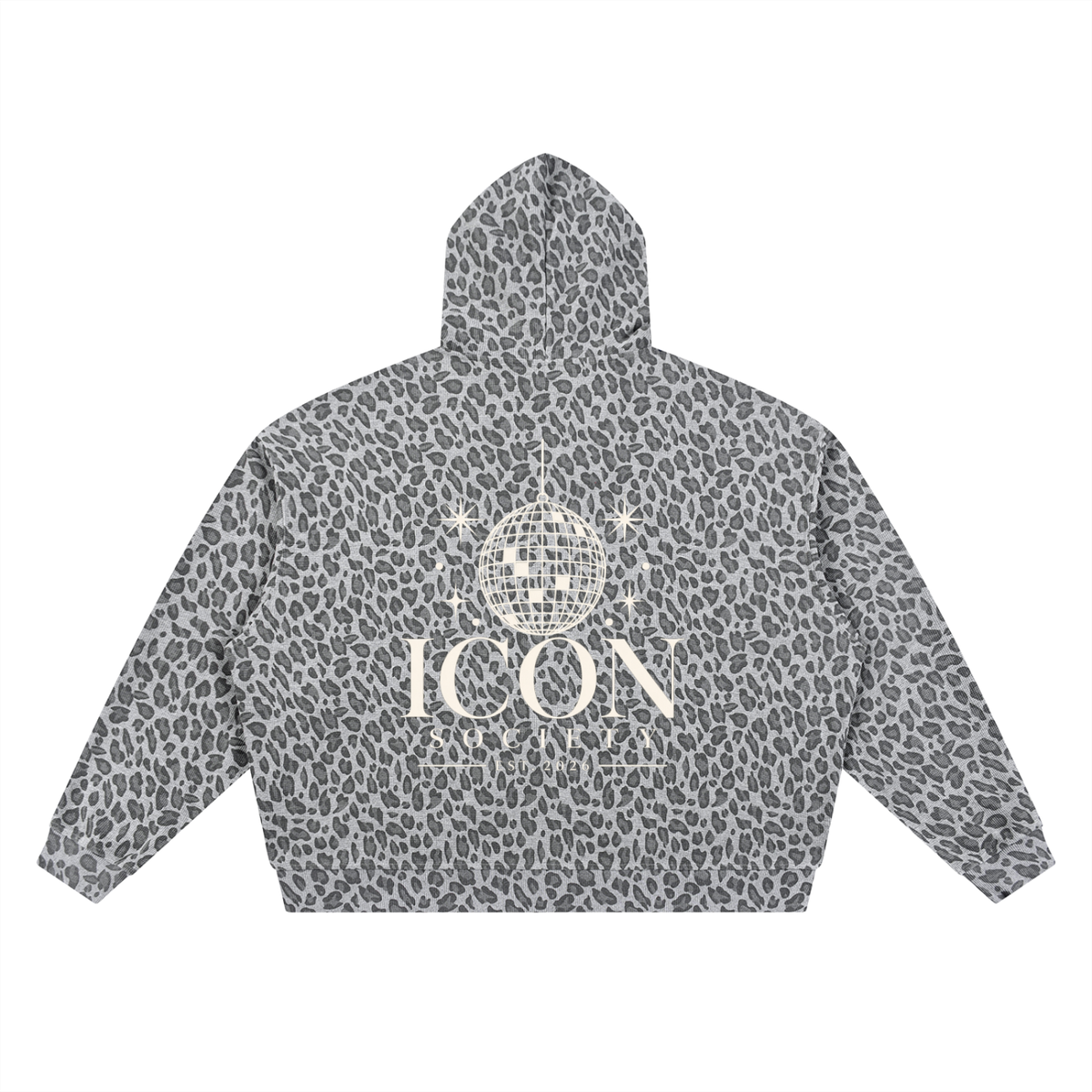 Unisex Leopard Print Waffle Full Zip Hoodie
