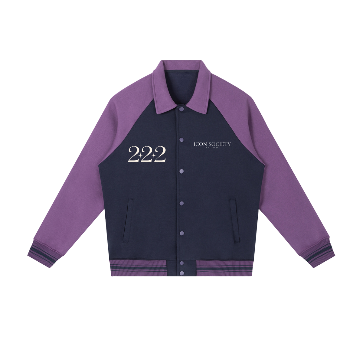 Contrast Raglan Sleeve Baseball Jacket