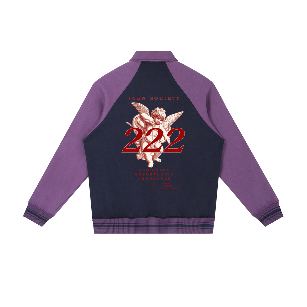 Contrast Raglan Sleeve Baseball Jacket