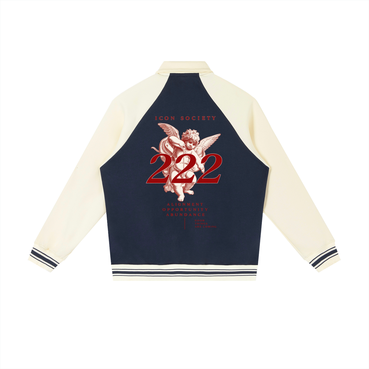 Contrast Raglan Sleeve Baseball Jacket