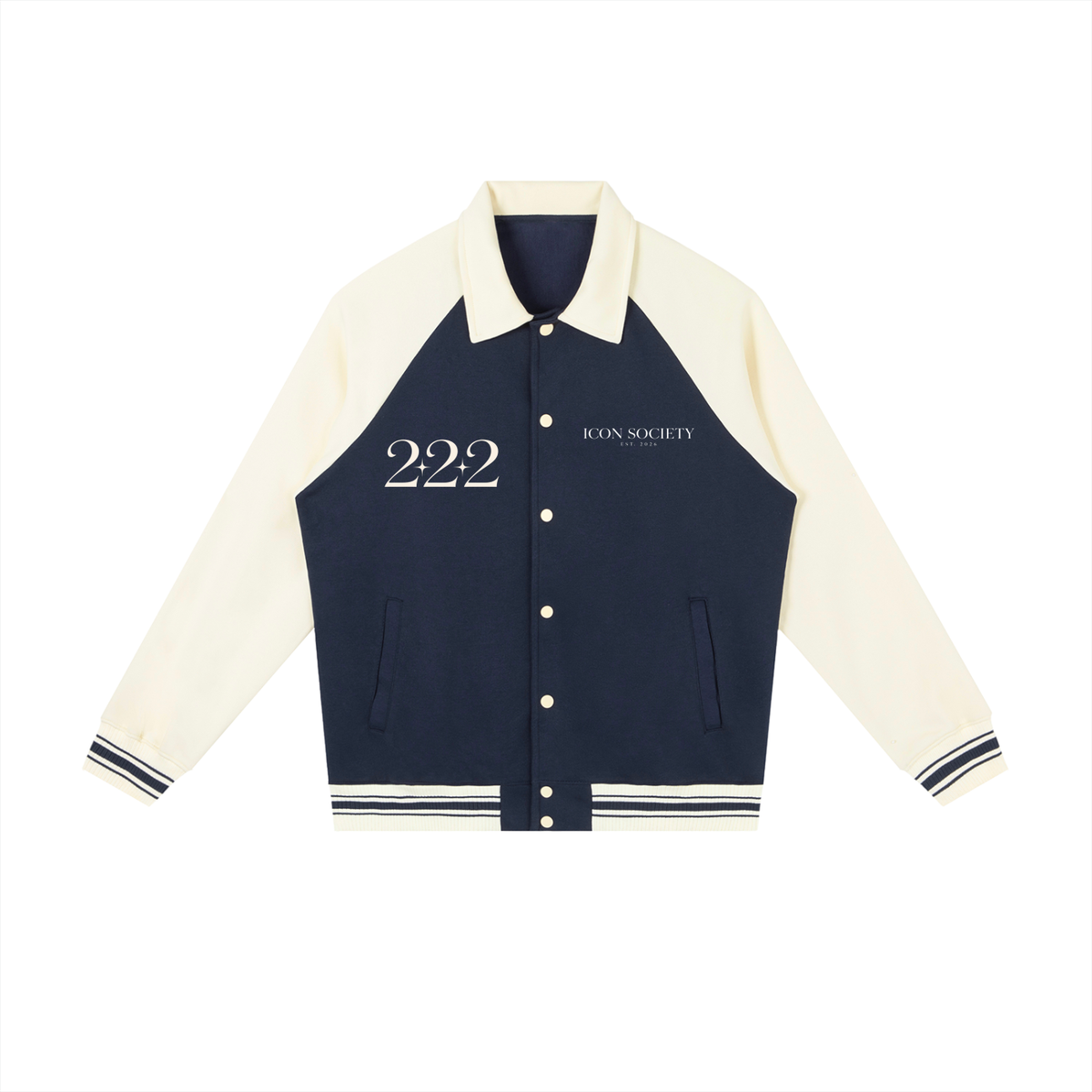 Contrast Raglan Sleeve Baseball Jacket